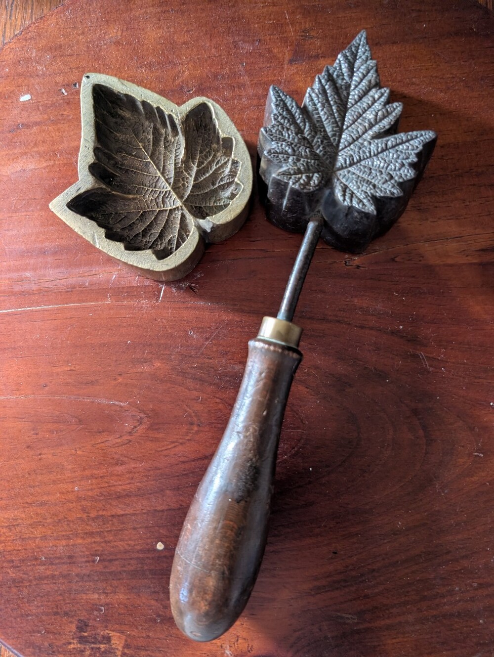 Antique Brass Millinery Maple Leaf Silk Press